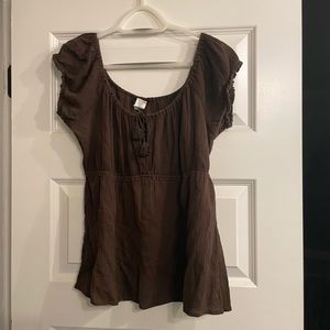 J. Crew brown short sleeve top- L